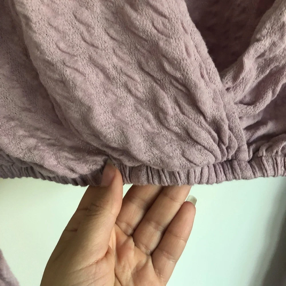 Urban outfitters frida surplice crop top textured fabric lilac